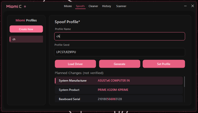 Miomi Spoof Profile
